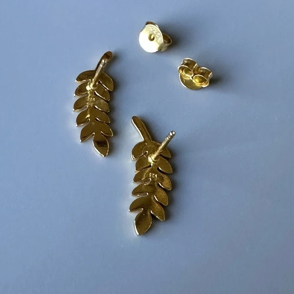 14k Gold Leaf Stud Earrings